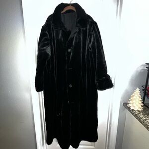 Reversible Men's Black Faux Fur Overcoat